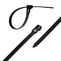Opaski zaciskowe wielorazowego użytku trytytki odpinane 7.2x400mm 100 szt. czarne
