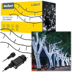 Ozdobne lampki choinkowe zimne białe Rebel 100 LED zewnętrzne 10m