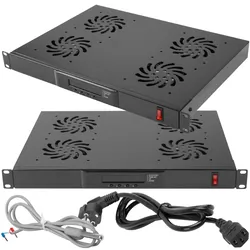 Panel wentylacyjny LCD poziomy LANBERG 1U z termostatem do szafy RACK 19" 4 wentylatory 230V czarny