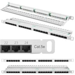 Patch panel 24x port 0.5U LANBERG do szafy RACK 19" KAT.5E szary