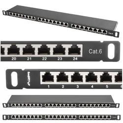 Patch panel 24x port 0.5U LANBERG do szafy RACK 19" KAT.6 ekranowany czarny