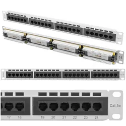 Patch panel 24x port 1U LANBERG do szafy RACK 19" KAT.5E szary