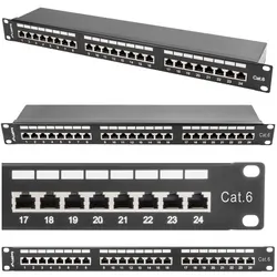 Patch panel 24x port 1U LANBERG do szafy RACK 19" KAT.6 ekranowany czarny
