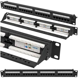 Patch panel 24x port 1U LANBERG do szafy RACK 19" KAT.6A czarny