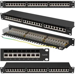 Patch panel 24x port 1U LANBERG do szafy RACK 19" KAT.6A ekranowany czarny