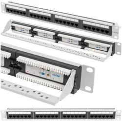 Patch panel 24x port 1U LANBERG do szafy RACK 19" KAT.6A szary
