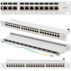 Patch panel 24x port 1U LANBERG do szafy RACK 19" KAT.7 ekranowany szary