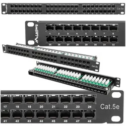 Patch panel 48x port 1U LANBERG do szafy RACK 19" KAT.5E czarny