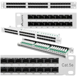 Patch panel 48x port 1U LANBERG do szafy RACK 19" KAT.5E szary