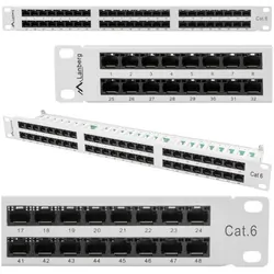 Patch panel 48x port 1U LANBERG do szafy RACK 19" KAT.6 szary