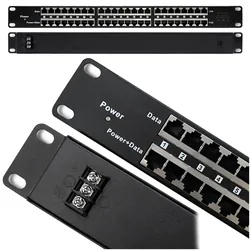 Patch panel do szafy RACK 19" Qoltec 48V 24 porty Passive PoE Injector