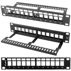 Patch panel pusty 12x port LANBERG do szafy RACK 10" 1U z organizerem do modułów keystone czarny