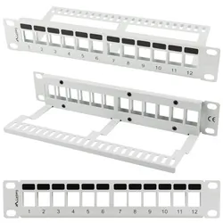Patch panel pusty 12x port LANBERG do szafy RACK 10" 1U z organizerem do modułów keystone szary