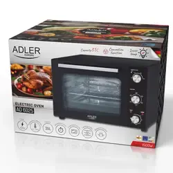 Piekarnik elektryczny 35L Adler AD 6025   blacha do pieczenia   ruszt z uchwytem   rożen