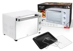 Piekarnik elektryczny 48L Adler AD 6027   blacha do pieczenia   ruszt z uchwytem   rożen