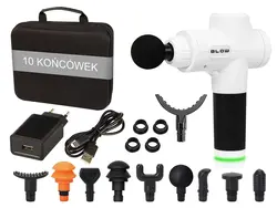 Pistolet do masażu masażer BLOW Wave 4000 BIAŁY   10 końcówek   walizka