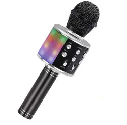 Podświetlany mikrofon bezprzewodowy LED Bluetooth WS858L karaoke czarny