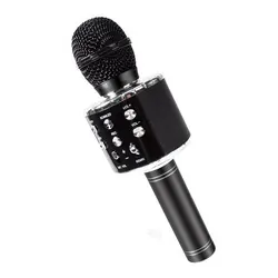 Podświetlany mikrofon bezprzewodowy LED Bluetooth WS858L karaoke czarny