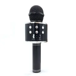 Podświetlany mikrofon bezprzewodowy LED Bluetooth WS858L karaoke czarny