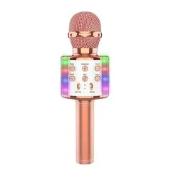 Podświetlany mikrofon bezprzewodowy LED Bluetooth WS858L karaoke miedziany