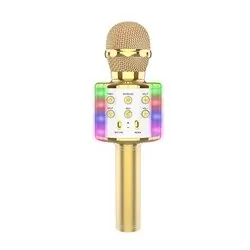 Podświetlany mikrofon bezprzewodowy LED Bluetooth WS858L karaoke złoty