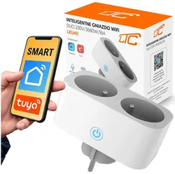 Podwójne gniazdo sieciowe z uziemieniem zdalnie sterowane gniazdko WiFi Smart Home LTC