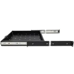 Półka z uchwytem do szafy RACK 19" wysuwana 600x600 - czarny