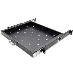 Półka z uchwytem do szafy RACK 19" wysuwana 600x600 - czarny