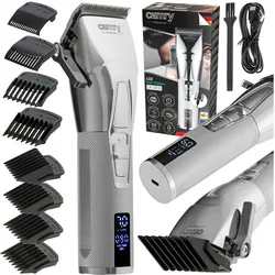 Profesjonalna bezprzewodowa maszynka do strzyżenia włosów z wyświetlaczem LCD Camry CR 2835g USB - srebrny