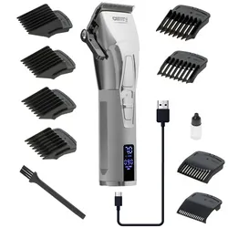 Profesjonalna bezprzewodowa maszynka do strzyżenia włosów z wyświetlaczem LCD Camry CR 2835g USB - srebrny