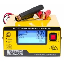 Prostownik mikroprocesorowy akumulatorowy 12/24V Powermat PM-PM-50B 8-etapowy LCD