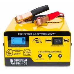 Prostownik mikroprocesorowy akumulatorowy 6/12V Powermat PM-PM-40B 8-etapowy LCD