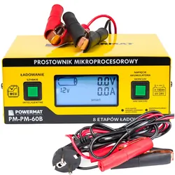 Prostownik mikroprocesorowy akumulatorowy 6V - 24V Powermat PM-PM-60B 8-etapowy LCD