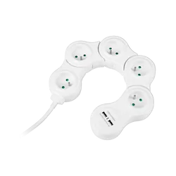 Przedłużacz sieciowy typu snake Rebel 5x230V   2xUSB 1.5m