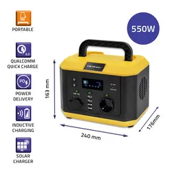 Przenośna stacja zasilania Qoltec Monolith 550W 500Wh USB LCD CZYSTY SINUS