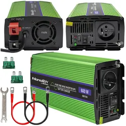Przetwornica napięcia 3w1 UPS ładowarka akumulatorów Qoltec Monolith 12V/230V 300W/600W Czysty Sinus