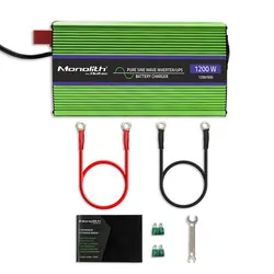 Przetwornica napięcia 3w1 UPS ładowarka akumulatorów Qoltec Monolith 12V/230V 600W/1200W Czysty Sinus