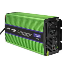 Przetwornica napięcia 3w1 UPS ładowarka akumulatorów Qoltec Monolith 12V/230V 600W/1200W Czysty Sinus