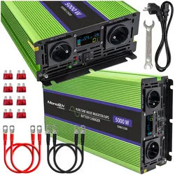 Przetwornica napięcia 3w1 UPS ładowarka akumulatorów Qoltec Monolith LCD 12V/230V 2500W/5000W Czysty Sinus