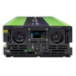 Przetwornica napięcia 3w1 UPS ładowarka akumulatorów Qoltec Monolith LCD 12V/230V 2500W/5000W Czysty Sinus