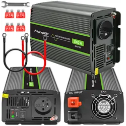Przetwornica napięcia Qoltec Monolith 12V/230V 1000W/2000W USB Czysty Sinus