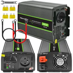 Przetwornica napięcia Qoltec Monolith 24V/230V 1000W/2000W USB Czysty Sinus