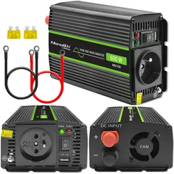 Przetwornica napięcia Qoltec Monolith 24V/230V 300W/600W USB Czysty Sinus
