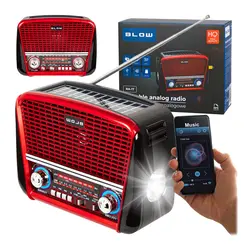 Radio przenośne analogowe AM/FM BT BLOW RA17 solarne czerwone