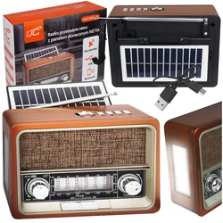 Radio przenośne z panelem solarnym LTC NETTA RETRO Bluetooth USB latarka