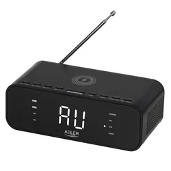 Radiobudzik z ładowarką bezprzewodową Adler AD 1192B Bluetooth AUX - czarny