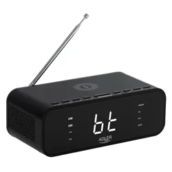 Radiobudzik z ładowarką bezprzewodową Adler AD 1192B Bluetooth AUX - czarny