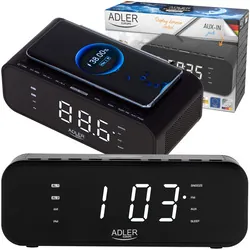 Radiobudzik z ładowarką bezprzewodową Adler AD 1192B Bluetooth AUX - czarny
