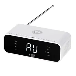 Radiobudzik z ładowarką bezprzewodową Adler AD 1192W Bluetooth AUX - biały