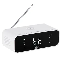 Radiobudzik z ładowarką bezprzewodową Adler AD 1192W Bluetooth AUX - biały